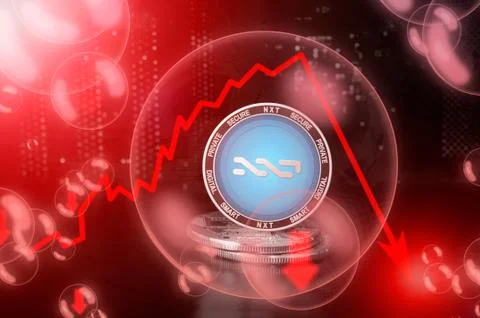 NXT coin in a soap bubble. Risks and dangers of investing to NXT Stock Illustration
