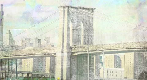 NY Brooklyn Bridge Stock Illustration