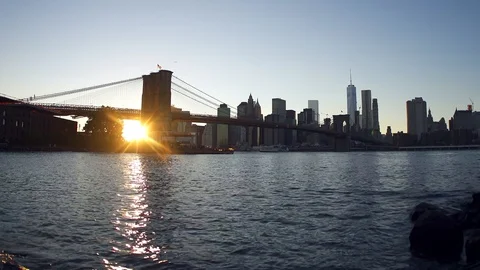 NY-Brooklyn bridge sunset Video stock 86650126