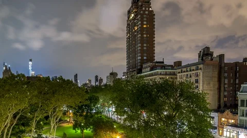 NY City Cloudy Night 4k Timelapse Stock Footage 119698476