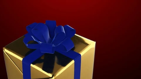NY present 1 box rotaion blue small Stock Footage 82403777