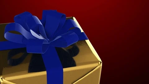 NY present 1 box rotaion blue Stock Footage 82403848
