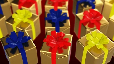 NY present boxes rotaion yellow blue red Stock Footage 82405608