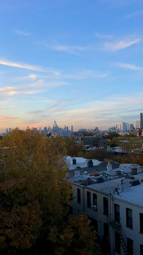 NY Rooftop Sunset Stock Footage 305512106