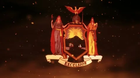 NY state flag on fire Video stock 11173175