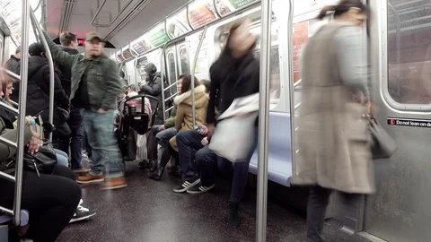 NY SUBWAY - INTERIOR CAR - SLOW SHUTTER EFFECT Video stock 88552148