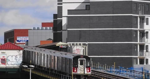 NY Subway. Seven Train on Elevated above... | Stock Video | Pond5