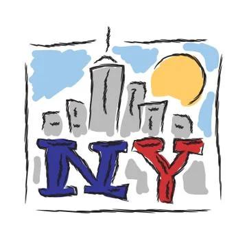 NY text creative hand drawn letters Stock Illustration