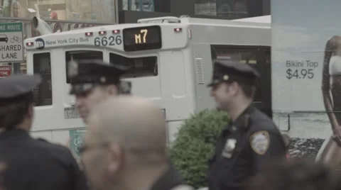 NY Time Square Cops Talking Stock Footage 40367510