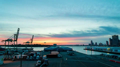 NY Water Front at sunset Stock Footage 27815126