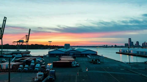 NY Waterfront at sunset, version2 Stock Footage 27815041