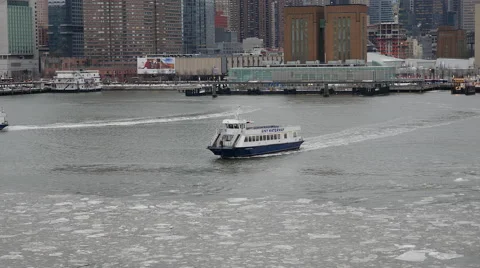 NY Waterways Ferry Stock Footage 55568972