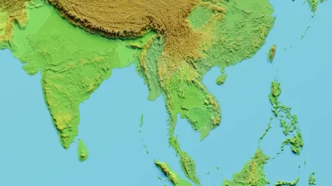 Nyanmar Map 3D animated with Borders Stock Footage 348529592