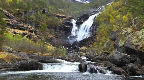 Nyastolsfossen waterfall Stock Footage 11429634