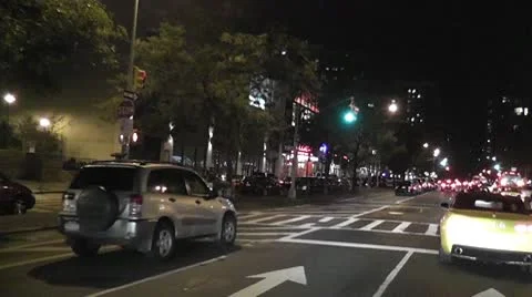 NYC-024 NIGHT DRIVIING IN NYC LONG CLIP Stock Footage 10581074