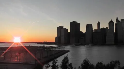 NYC-026 TIMELAPSE SUNSET LOWER MANHATTAN NYC Stock Footage 10581263