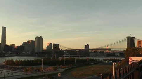 NYC-091 Sunset Panorama Stock Footage 10583498