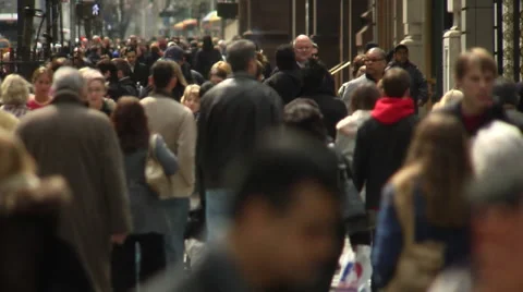 NYC 5th Ave Crowd Slow Motion Stock Footage 57686044