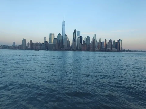 NYC, Aerial Footage, Flying over The Hudson River Stock Footage