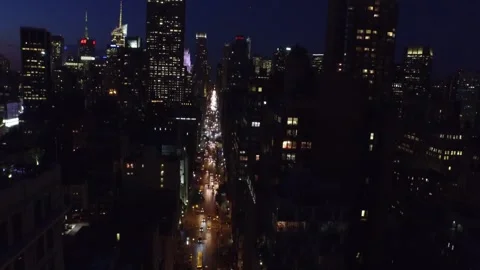 NYC Aerial Looking Down At 5th Avenue Southbound Traffic Stock Footage 263659030