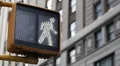 NYC American Crosswalk Pedestrians Signal Traffic Sign Street Avenue Boulevard HD Footage
