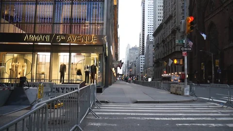 NYC Armani 5th Avenue Empty Street Parallax Stock Footage 127930348