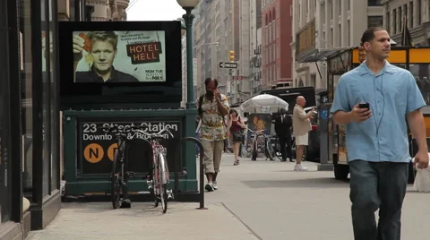 NYC B Roll - 23st Subway Stop entrance Video stock 40357963