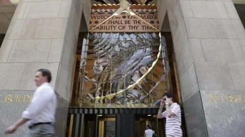 NYC B Roll - GE Building Entrance Stock Footage 40571009