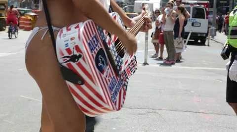 NYC B Roll - Times Square Naked Cowgirl 2 Stock Footage 40560080