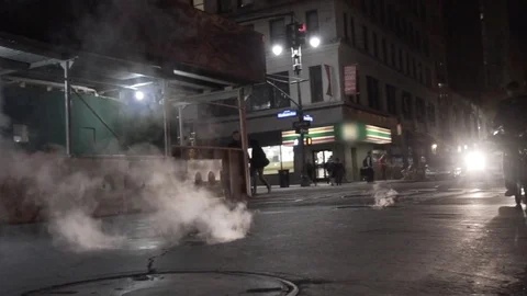 NYC Bikes Through Smoke Slowmo Stock Footage 78681392
