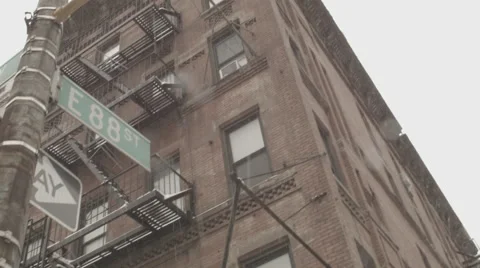 NYC Blizzard Man Walking Stock Footage 46263170