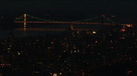 NYC bridge night Stock Footage 85780