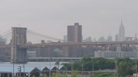 NYC Brooklyn Bridge Wide Stock Footage 106066196