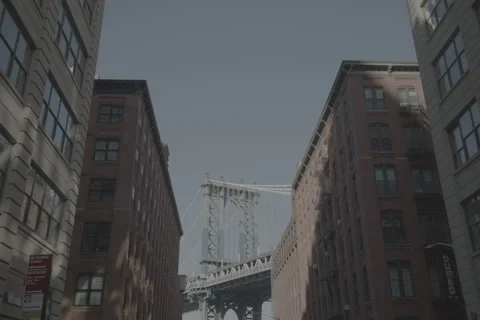 NYC Brookyln Bridge Pan Up Stock Footage 305879143