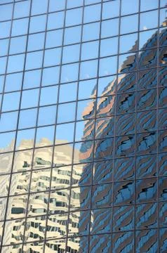 NYC Buildings Reflected in Windows Foto stock
