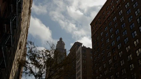 NYC bulding with clouds Stock Footage 122389134