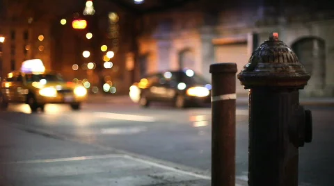 NYC busy corner with Hydrant Stock Footage 397377