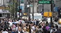 NYC Busy Street Traffic Crowd Pedestrians People Crossing New York City Sidewalk HD Footage
