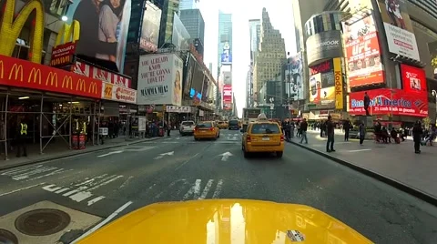 NYC cab point of view in Times Square. 库存影片 62528021