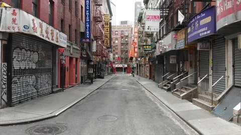 NYC Chinatown Drone Covid-19 Corona Empty Stock Footage