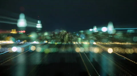 NYC city skyline grunge fast camera moves Stock Footage