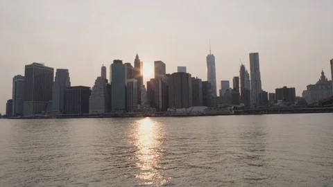 NYC Cityscape from Brooklyn Sunset Stock Footage 106067142