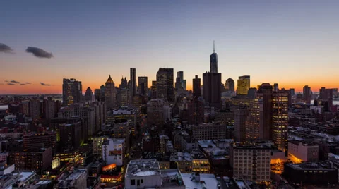 NYC Cityscape Time Lapse Sunset Stock Footage 33578385