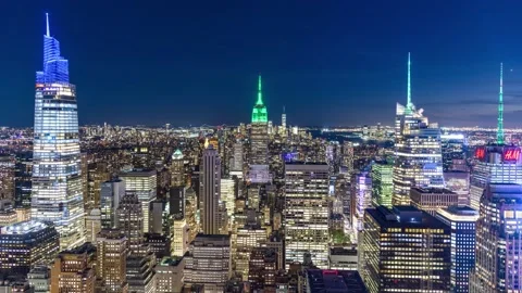 NYC Climate Week, Fast Day to Night Sunset Timelapse, Top of the Rock, 9/20/2021 Stock Footage 161642881