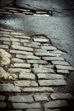 Nyc cobbled road Stock Photos