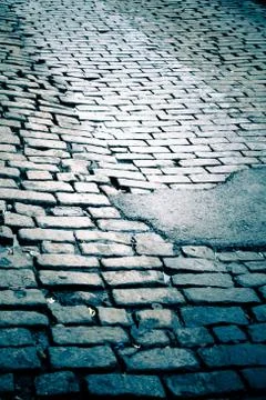 Nyc cobbled road Stock Photos