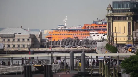 NYC Commuters Arriving Stock Footage 77393640