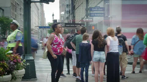 NYC Crosswalk Crowded Rush hour TimeLapse Stock Footage 51745822