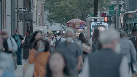 NYC Crowds Walking, Out of Focus Shot Stock Footage 155844188