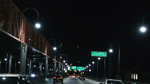 NYC - Driving over bridge at night - Timelapse - 4k Stock Footage 138534722